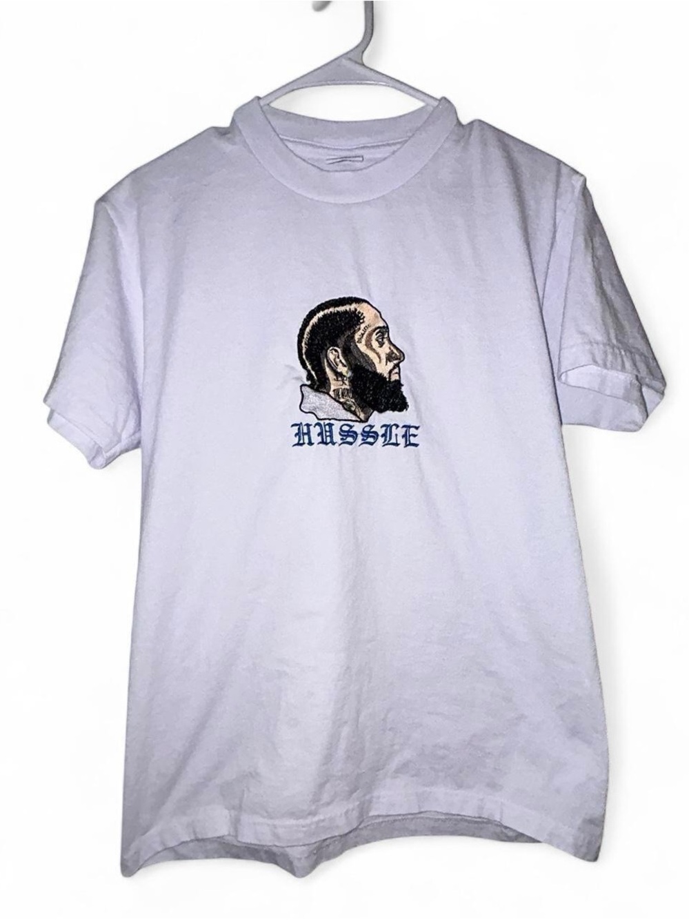 Nipsey Hussle Short-Sleeve Graphic Tee with Embroidered Portrait